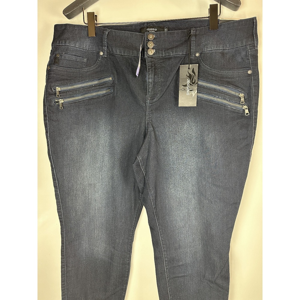 NWT Torrid Jegging Moto Multi Zip Stretch Dark Wash Jeans Women's Plus Size 26 - Picture 3 of 11